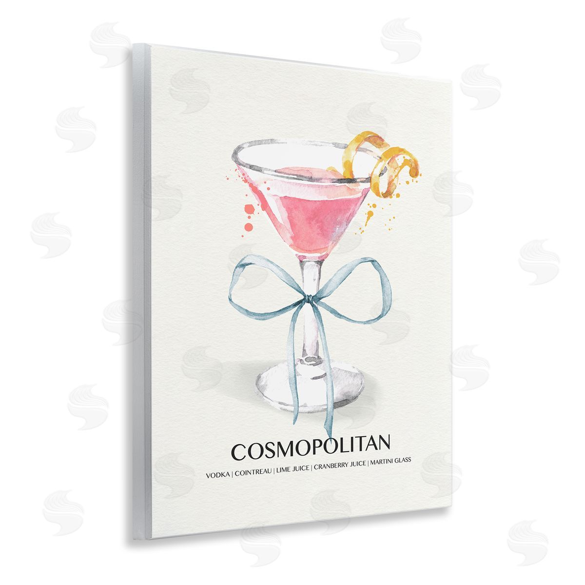 Pastel Cocktail with Bow Wood Plaque Wall Art, Home Decor by Susan Jill