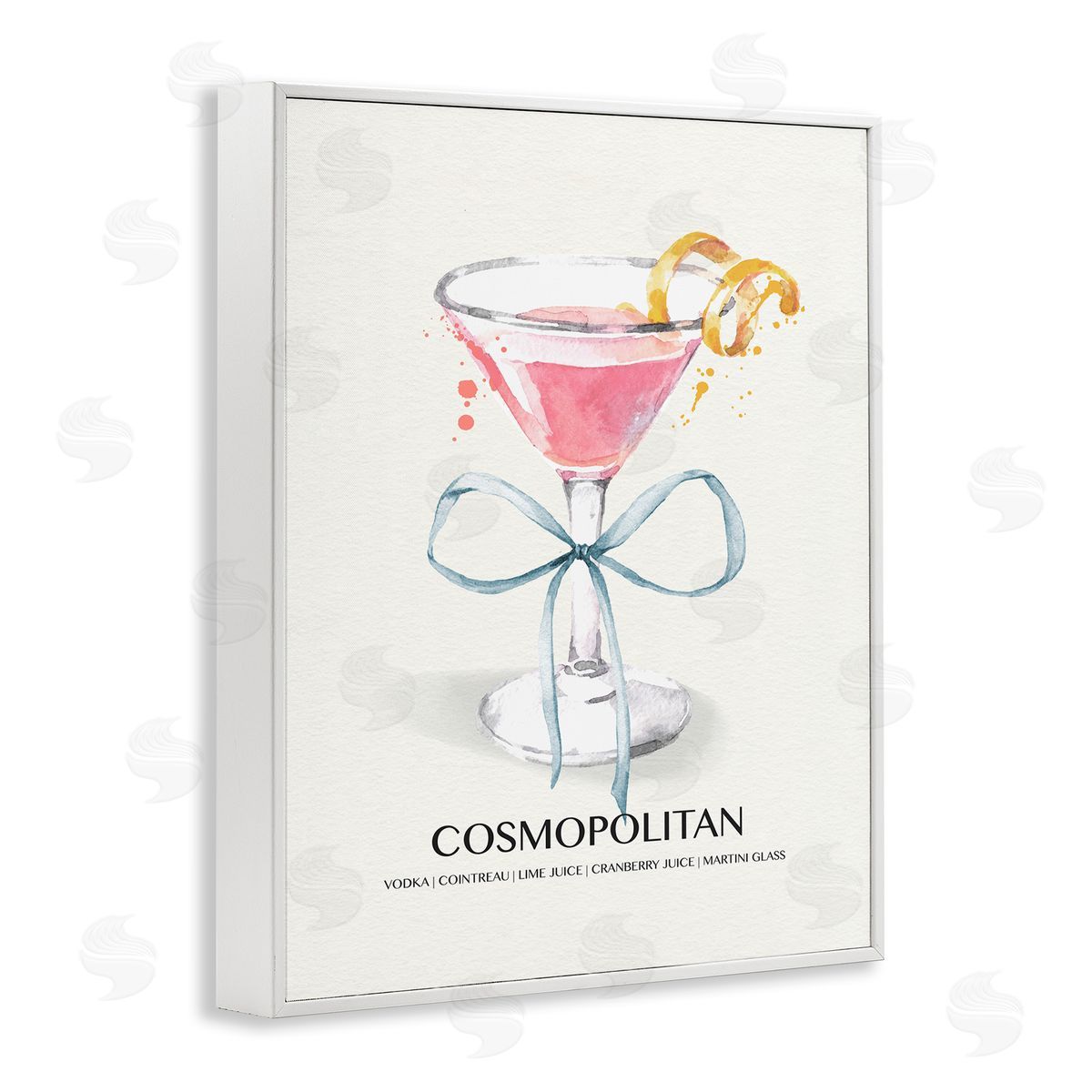 Pastel Cocktail with Bow White Frame Print Wall Art, Home Decor by Susan Jill