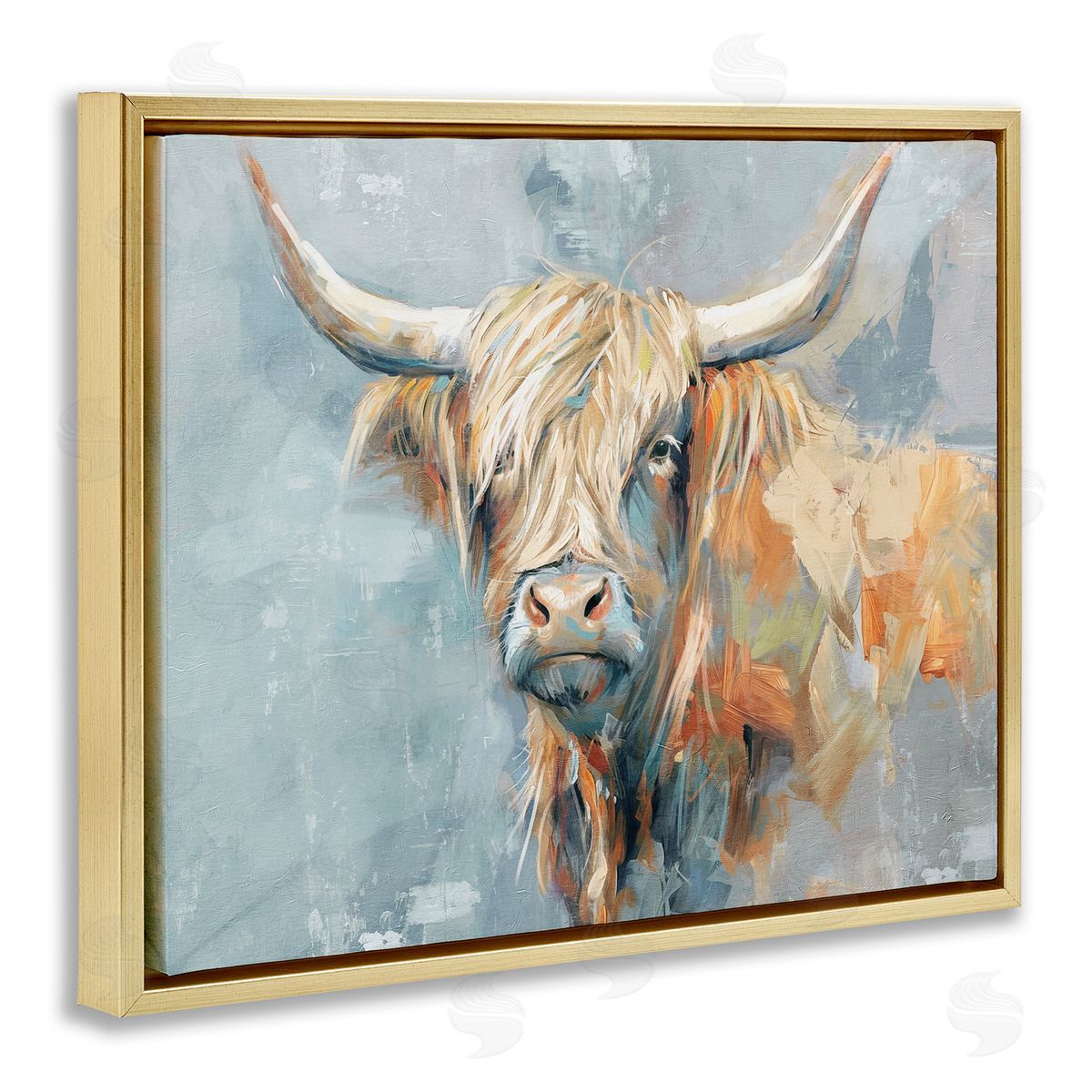 Nina Blue  Gold Floating Frame Canvas Wall Art Print