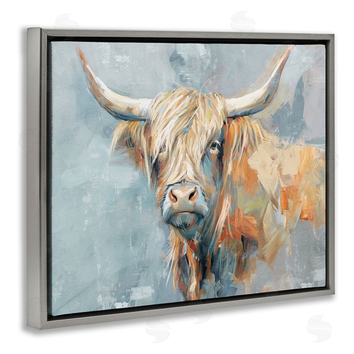 Nina Blue  Gray Floating Frame Canvas Wall Art Print