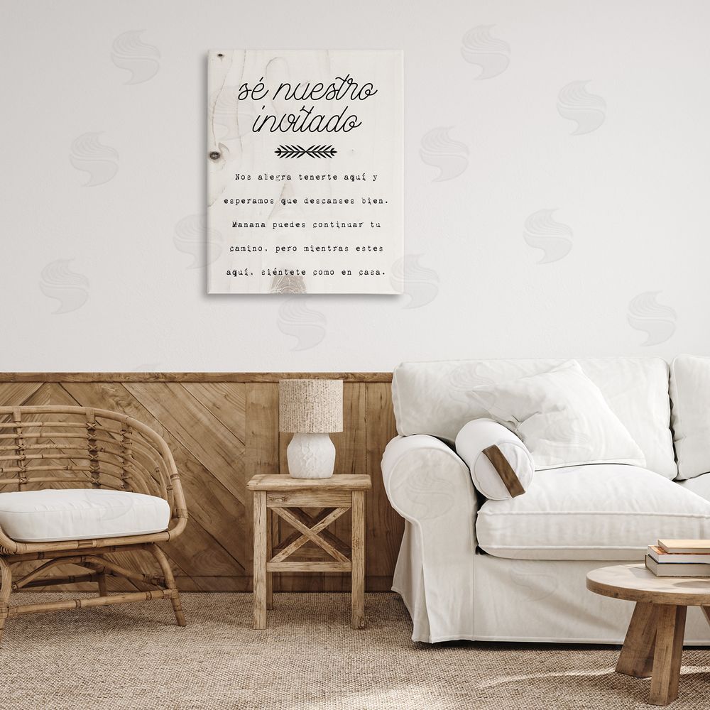 Stupell Studio Sé Nuestro Invitado Aquí Canvas Wall Art Print in Room