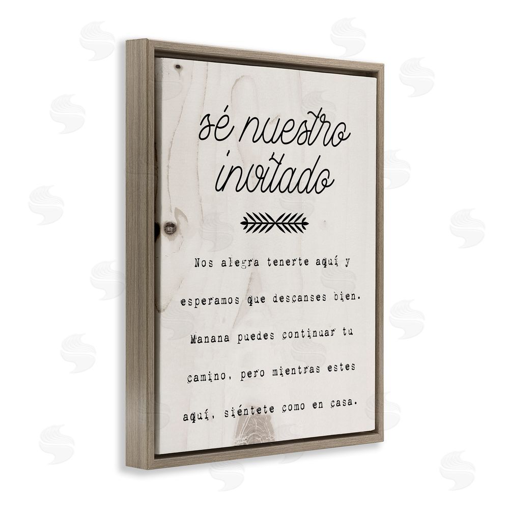 Stupell Studio Sé Nuestro Invitado Aquí Brown Floating Frame Canvas Wall Art Print