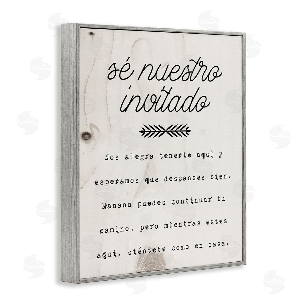 Stupell Studio Sé Nuestro Invitado Aquí Gray Framed Giclee Wall Art Print
