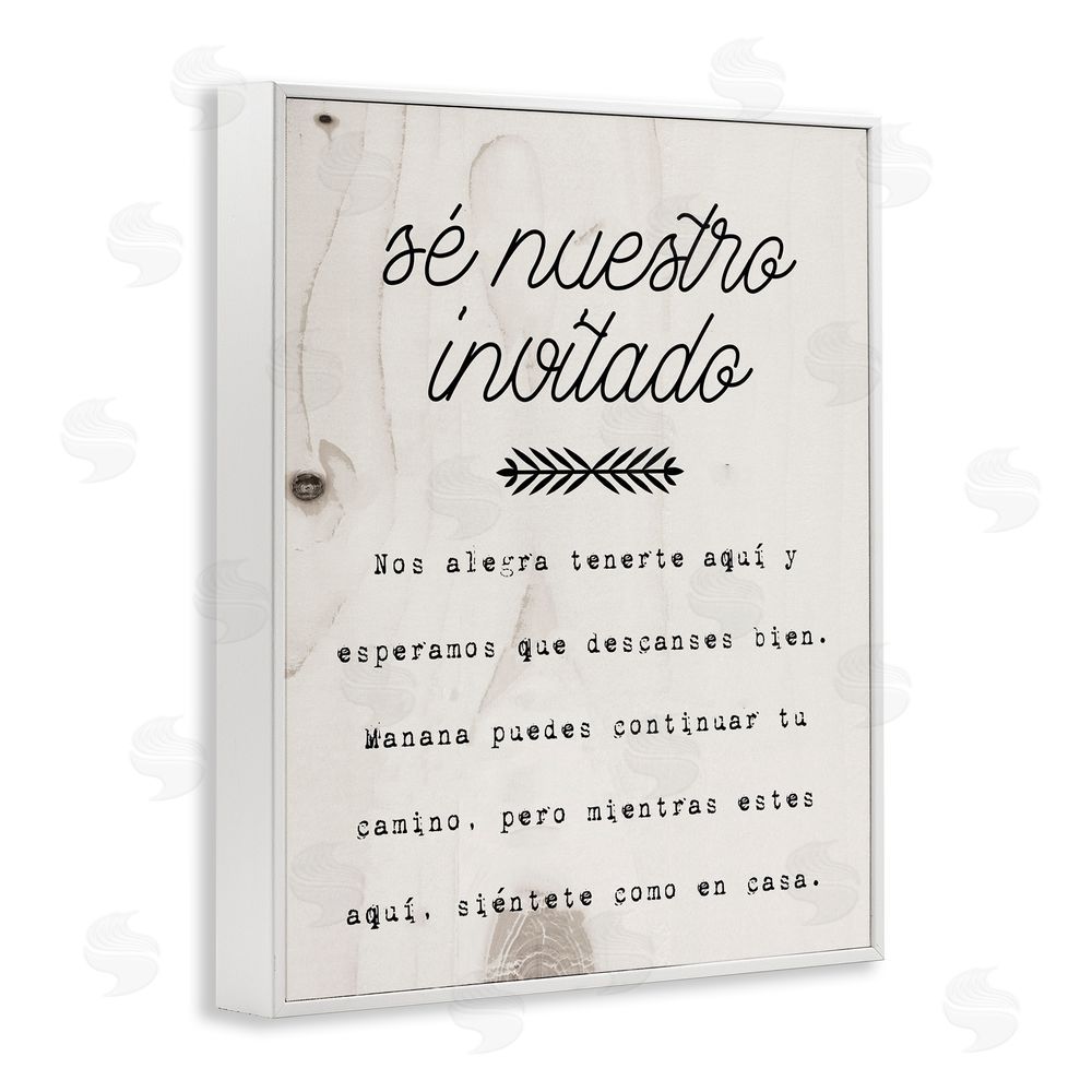 Stupell Studio Sé Nuestro Invitado Aquí White Framed Giclee Wall Art Print