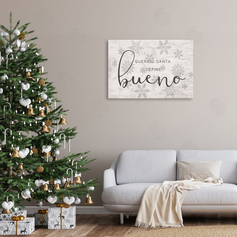 Stupell Studio Querido Santa Define Bueno Canvas Wall Art Print in Room