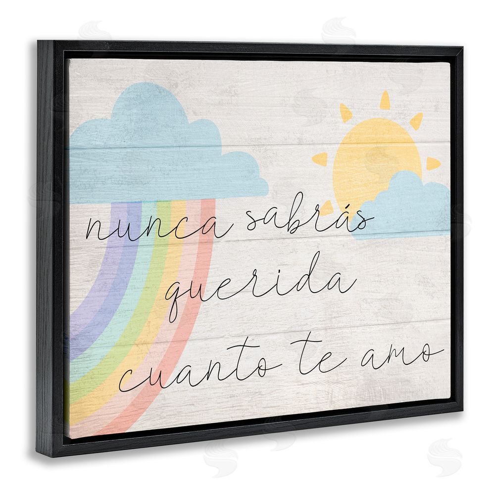 Stupell Studio Querida Cuanto te Amo Black Floating Frame Canvas Wall Art Print
