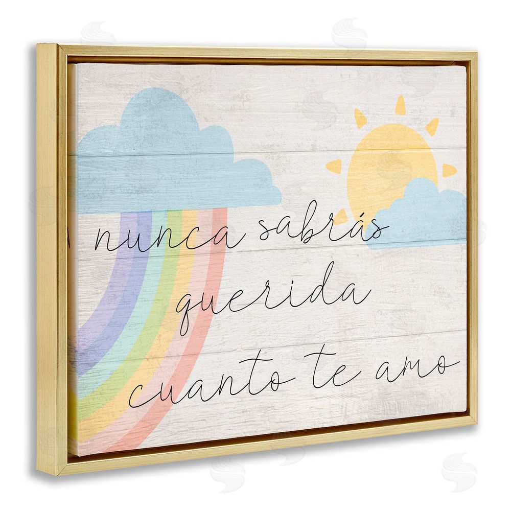 Stupell Studio Querida Cuanto te Amo Gold Floating Frame Canvas Wall Art Print