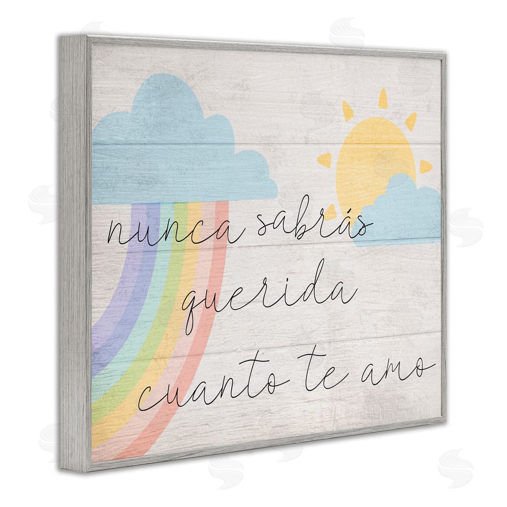 Stupell Studio Querida Cuanto te Amo Gray Framed Giclee Wall Art Print