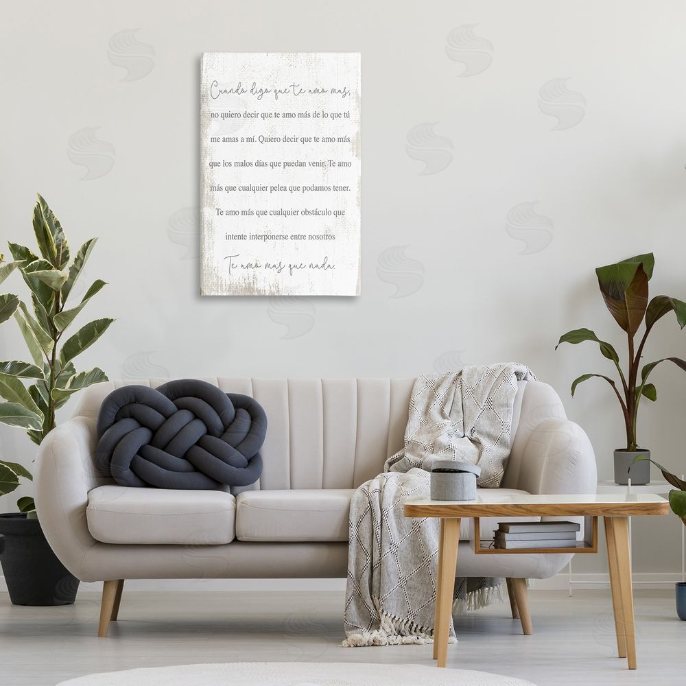 Stupell Studio Te Amo Más Que Nada Canvas Wall Art Print in Room