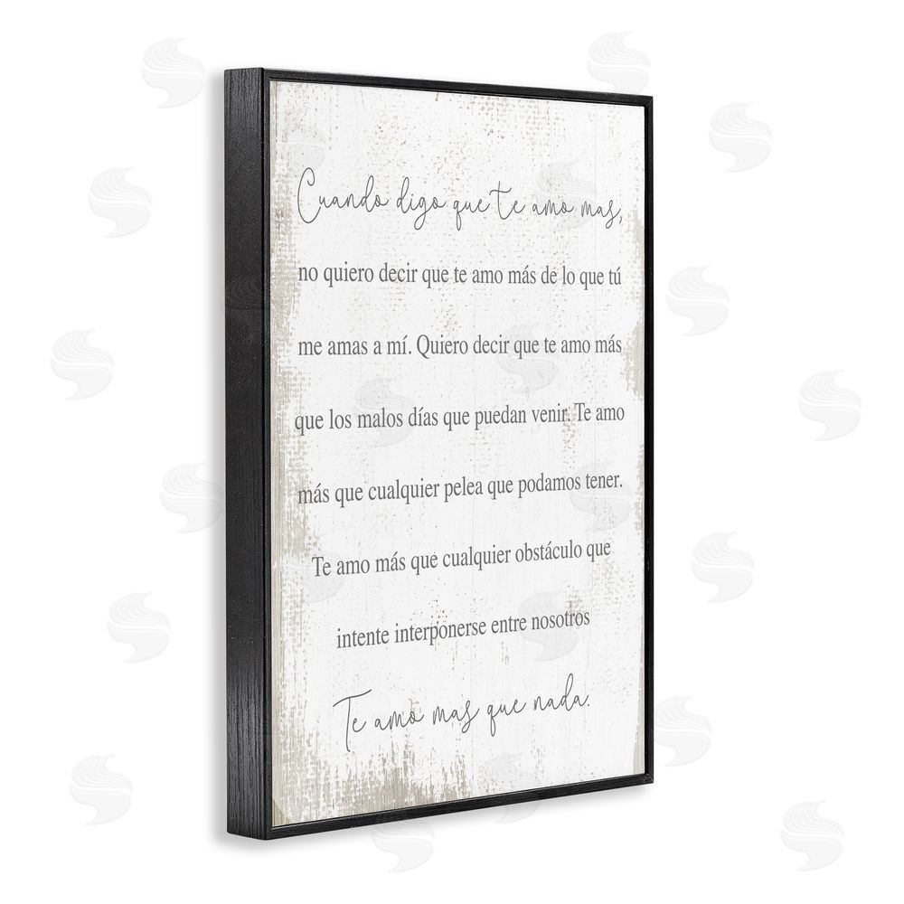 Stupell Studio Te Amo Más Que Nada Black Framed Giclee Wall Art Print