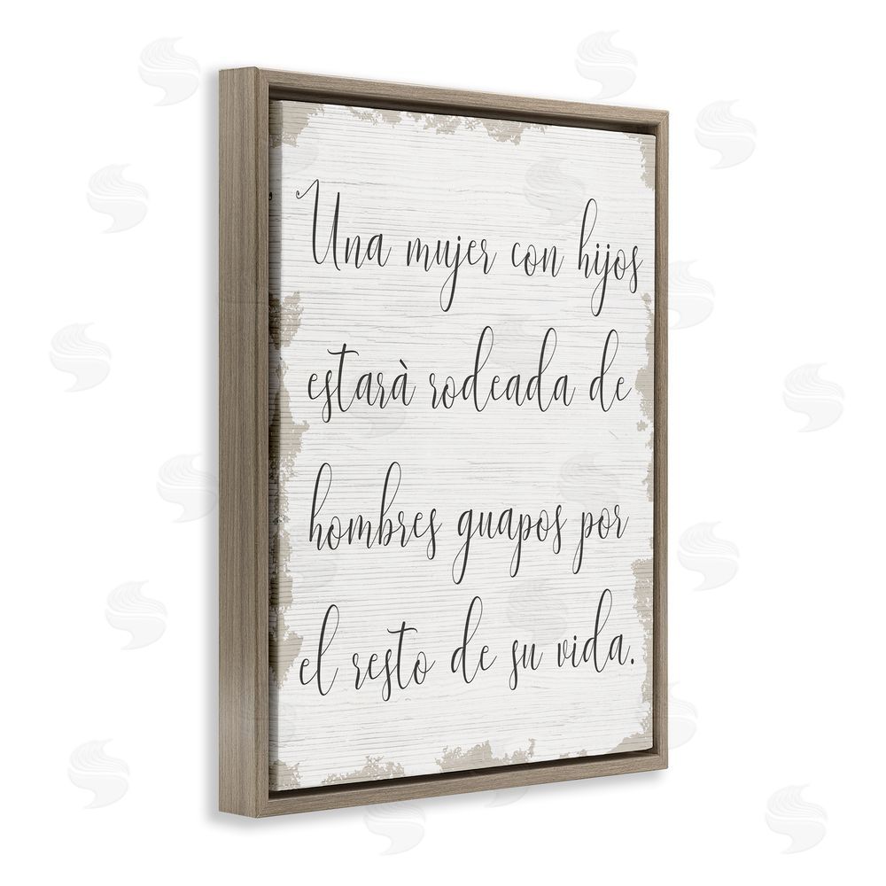 Stupell Studio Rodeada de Hombres Guapos Brown Floating Frame Canvas Wall Art Print