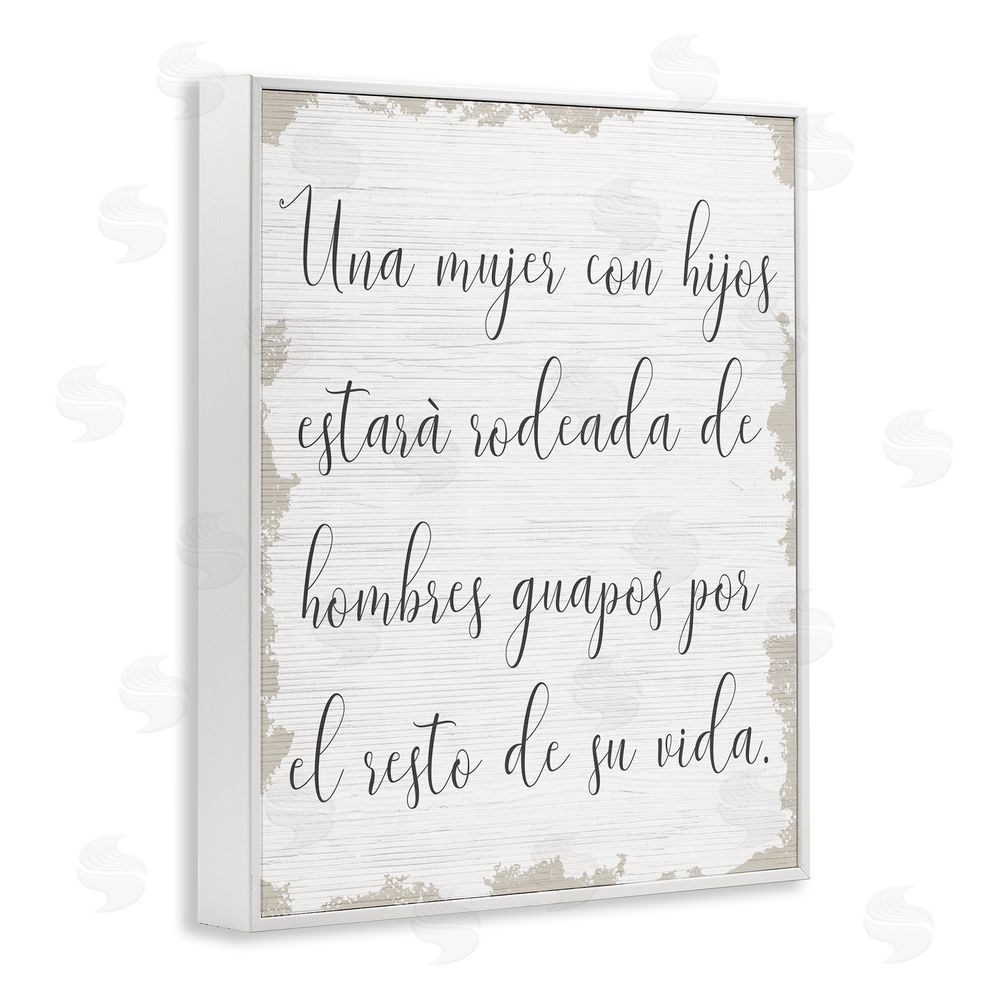 Stupell Studio Rodeada de Hombres Guapos White Framed Giclee Wall Art Print