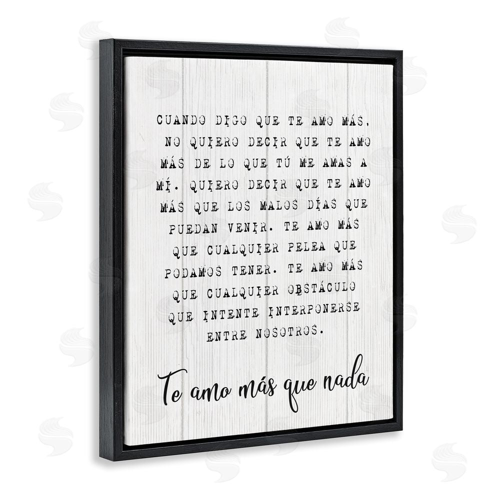Stupell Studio Te Amo Sin Límites Black Floating Frame Canvas Wall Art Print