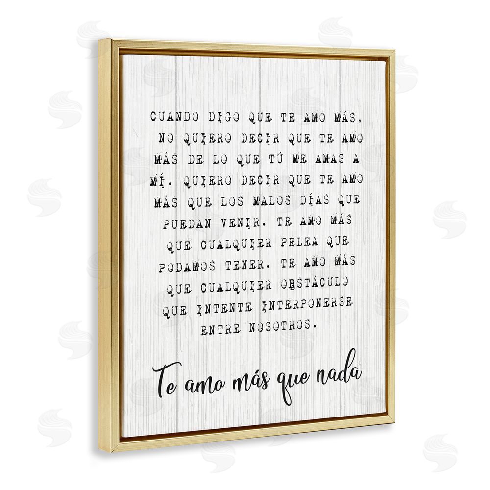 Stupell Studio Te Amo Sin Límites Gold Floating Frame Canvas Wall Art Print