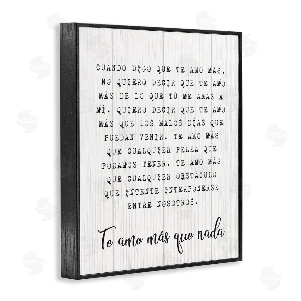 Stupell Studio Te Amo Sin Límites Black Framed Giclee Wall Art Print