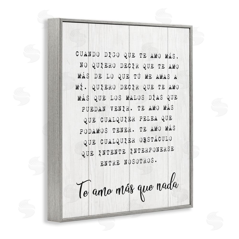 Stupell Studio Te Amo Sin Límites Gray Framed Giclee Wall Art Print