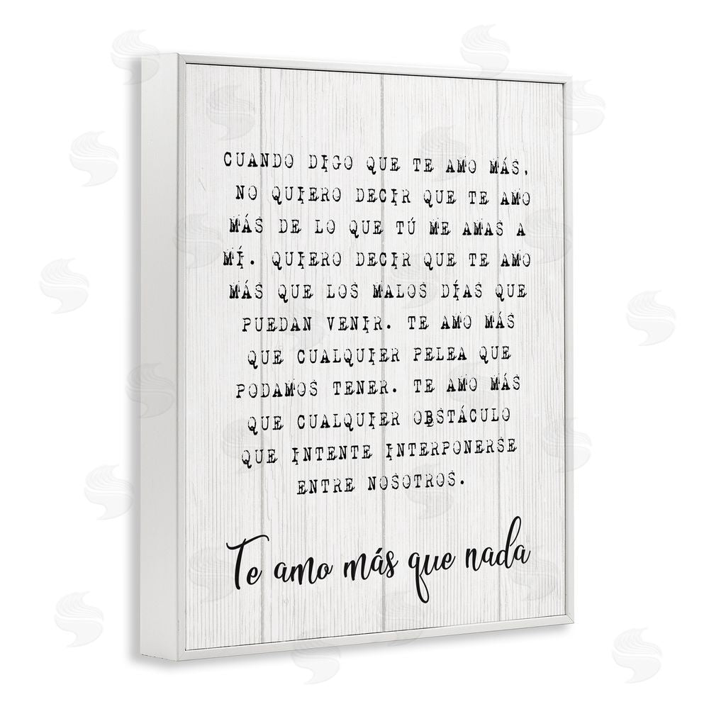 Stupell Studio Te Amo Sin Límites White Framed Giclee Wall Art Print