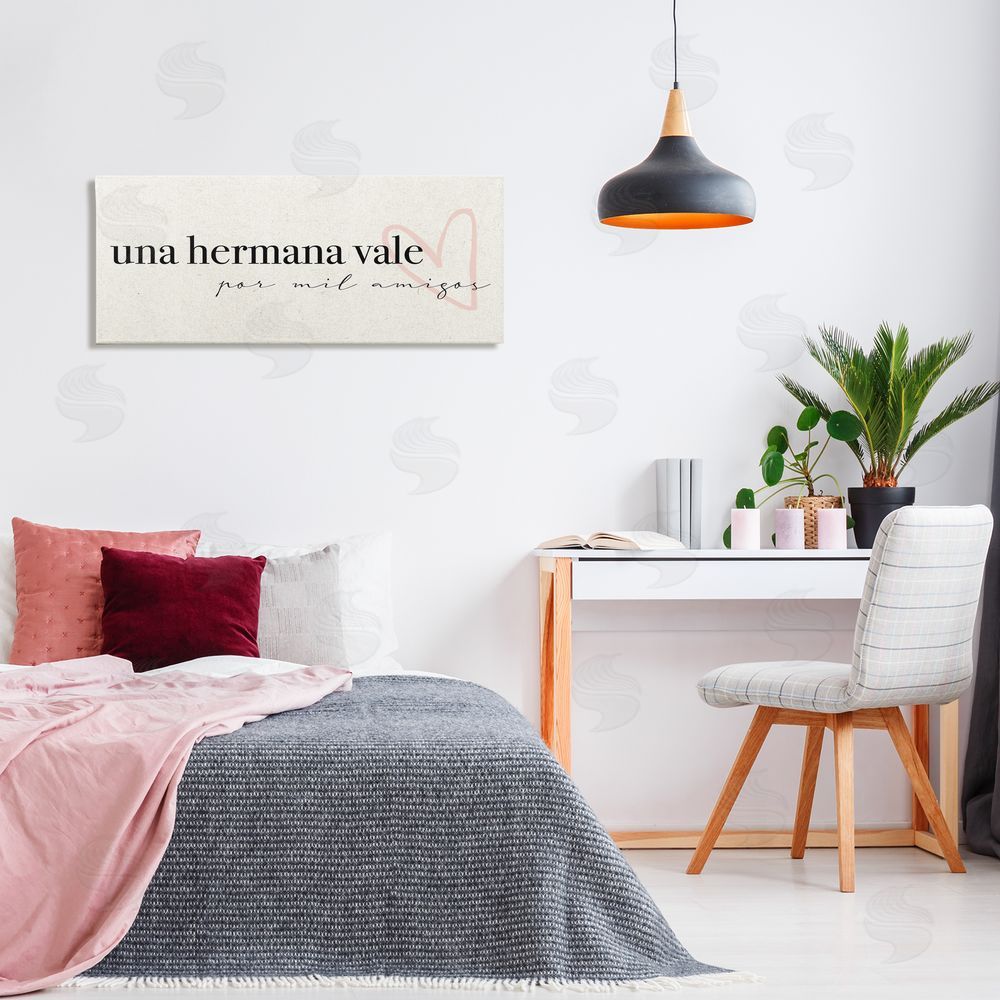 Stupell Studio Una Hermana Vale Canvas Wall Art Print in Room
