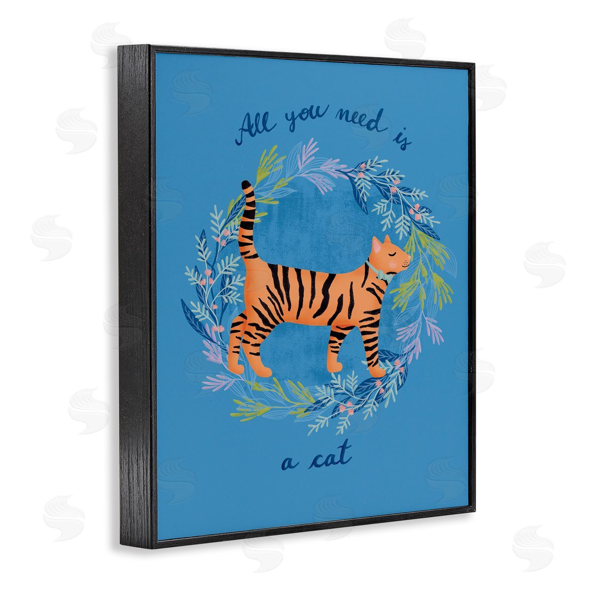 Metka Hiti Orange Cat on Wreath Black Framed Giclee Wall Art Print
