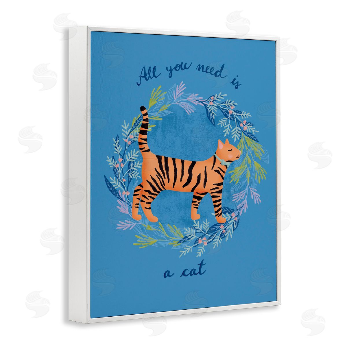 Metka Hiti Orange Cat on Wreath White Framed Giclee Wall Art Print