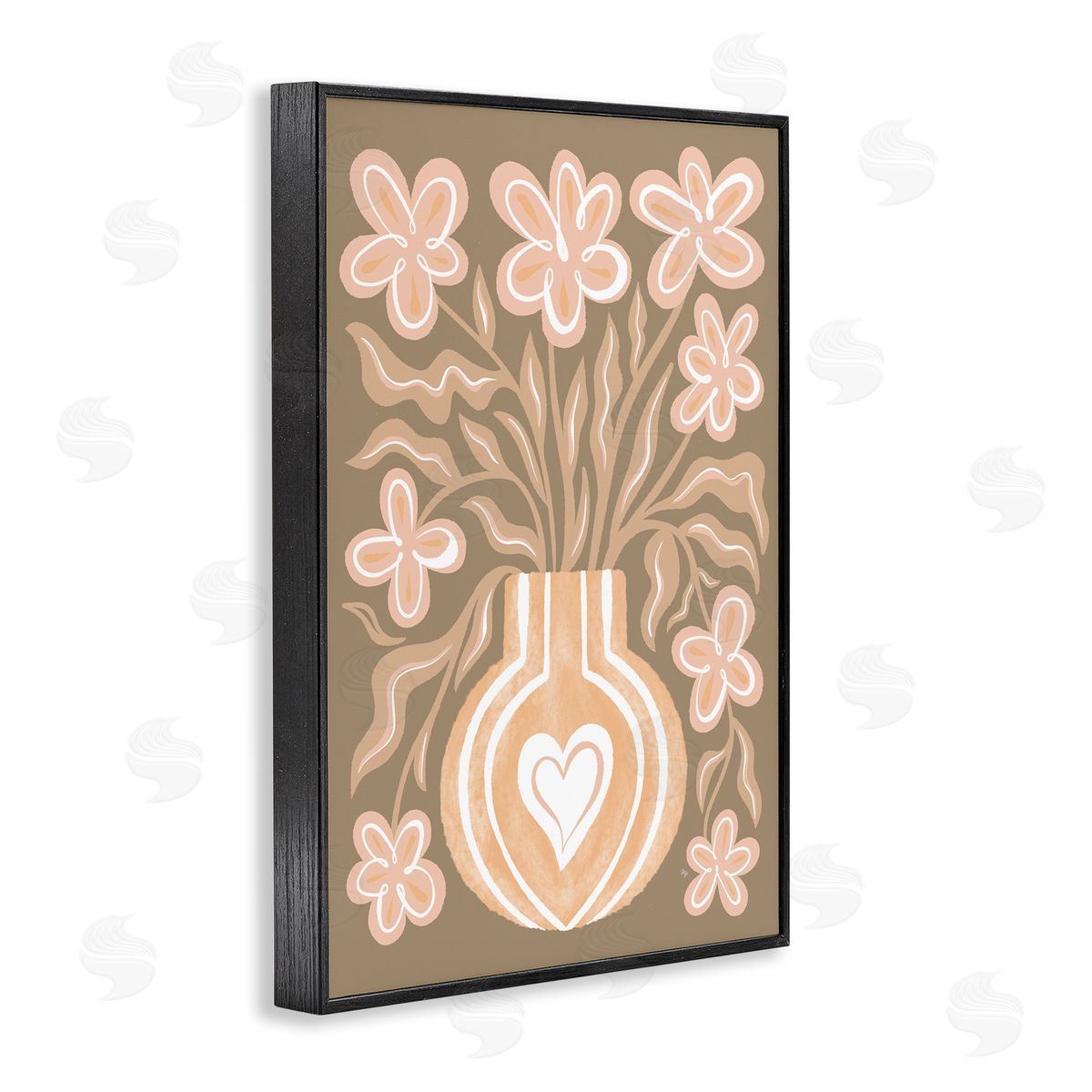 Martina Pavlova Pink Retro Flower Vase Black Framed Giclee Wall Art Print