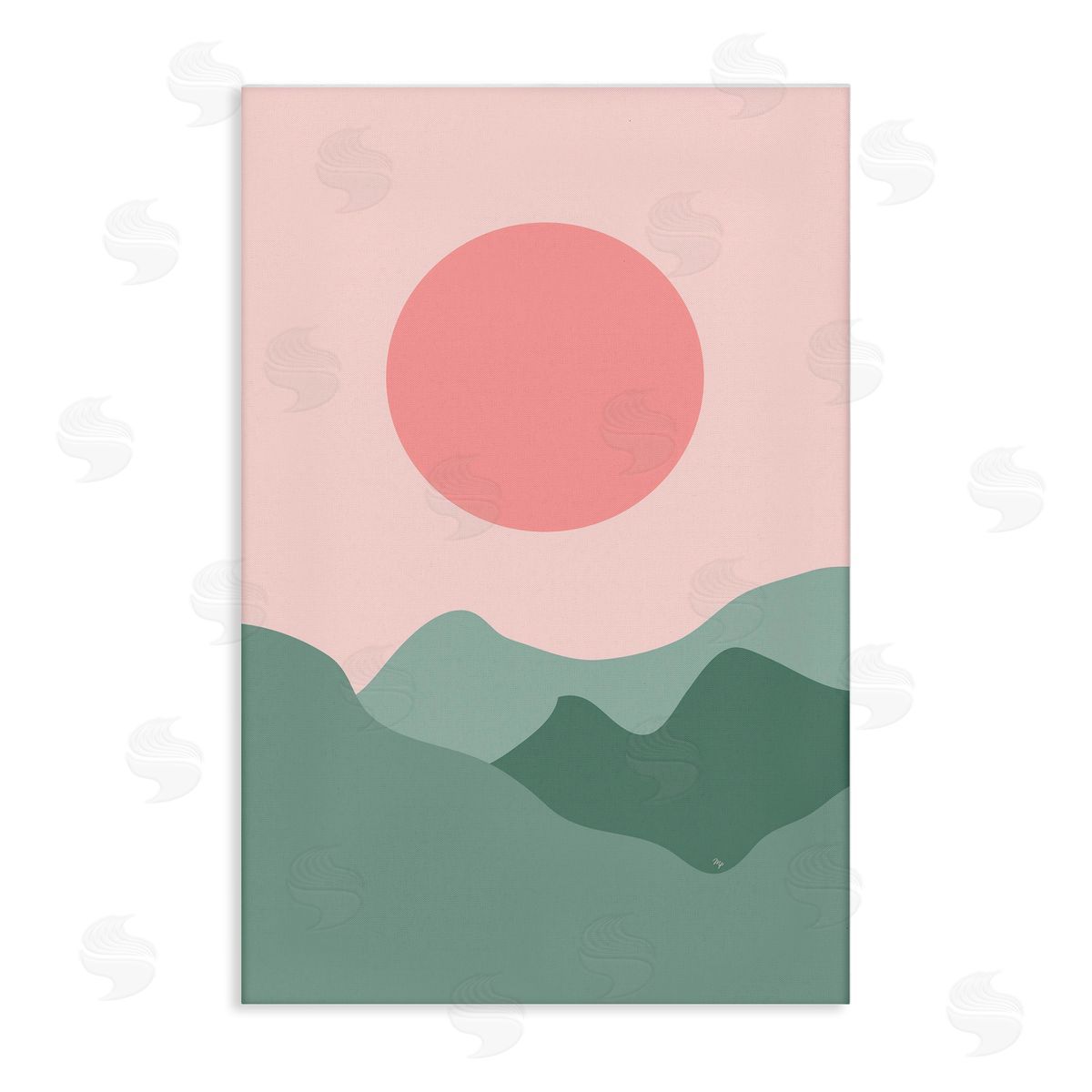 Martina Pavlova Pink Sun Green Mountains Canvas Wall Art Print