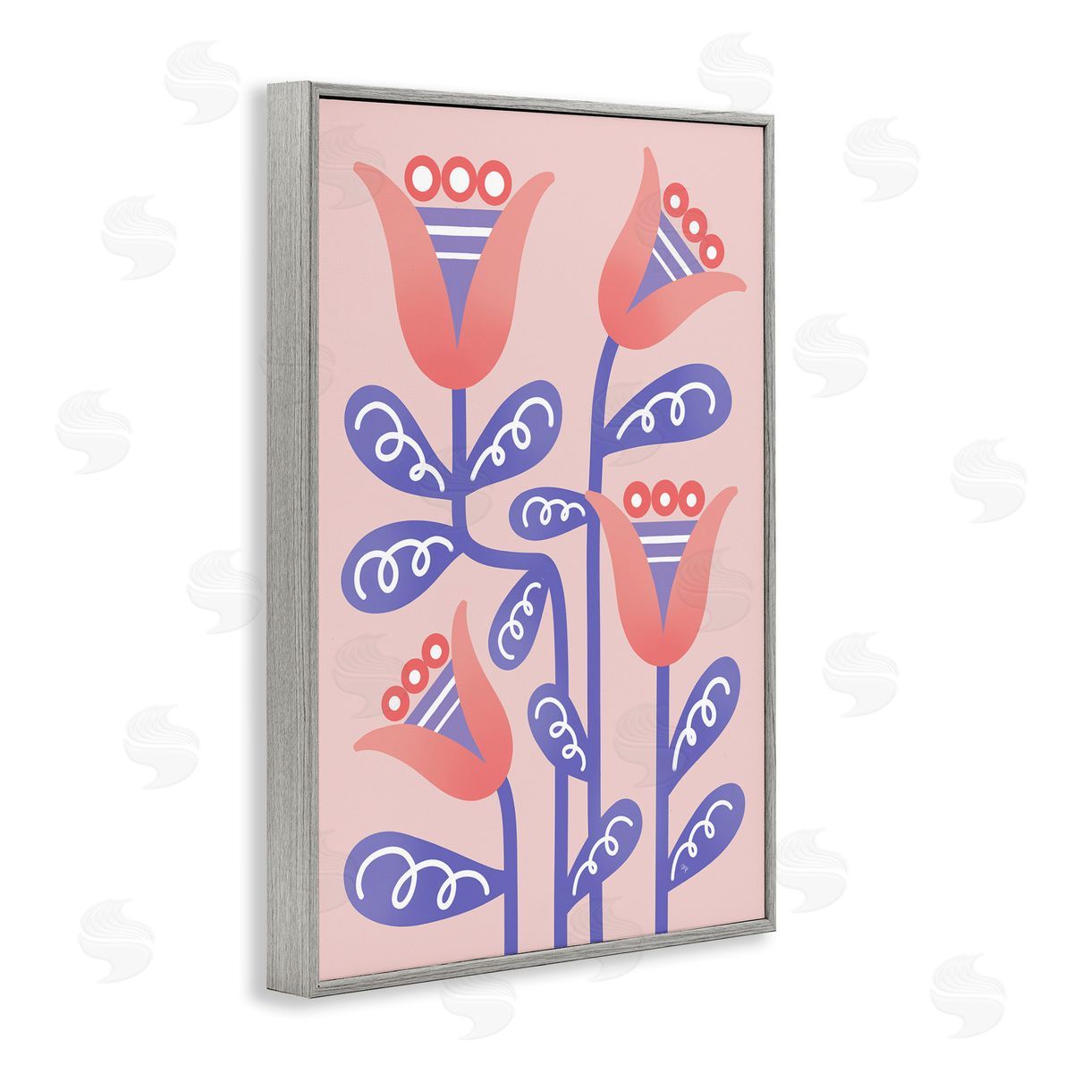 Martina Pavlova Tulip Flowers Pink Deco Gray Framed Giclee Wall Art Print