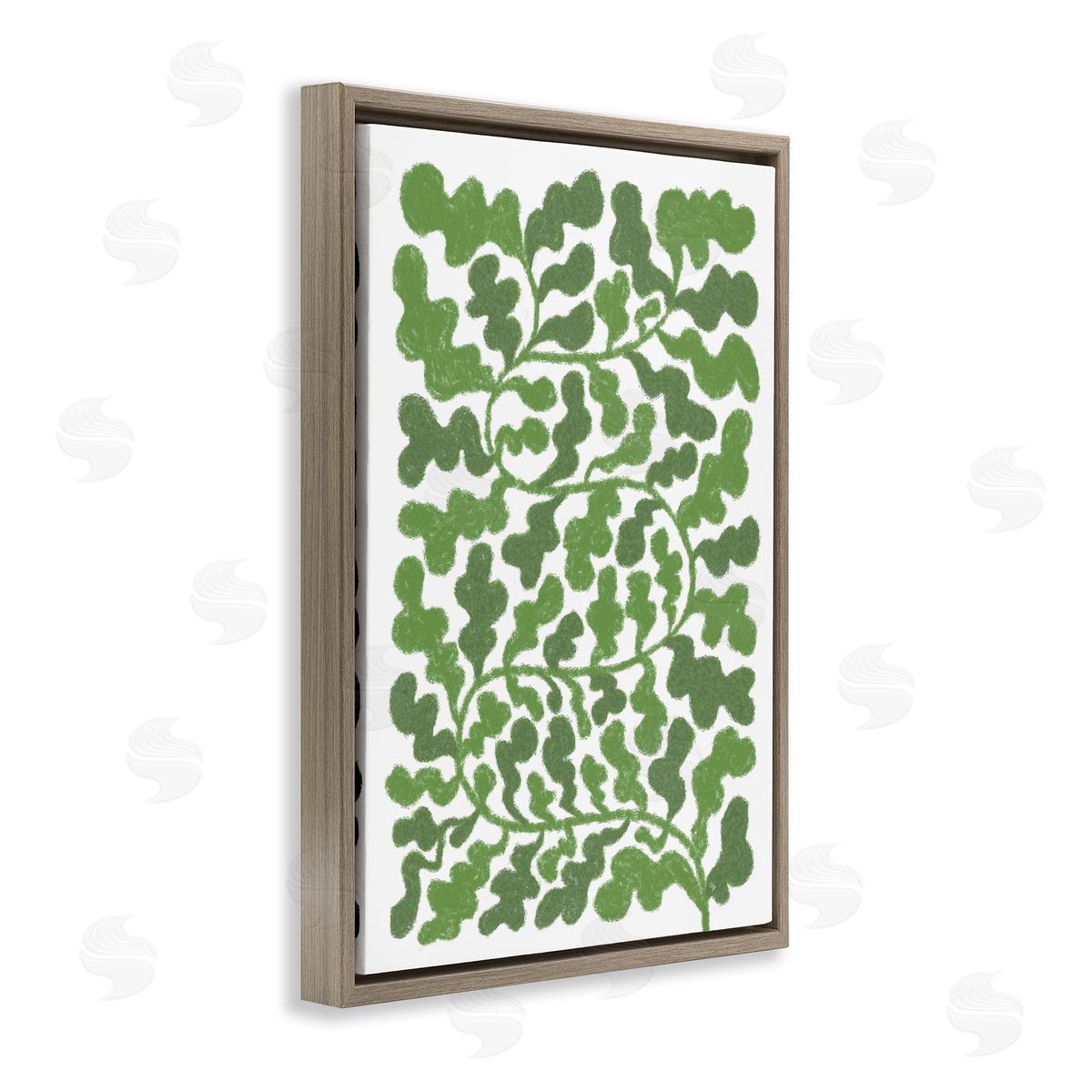 Martina Pavlova Intricate Green Vine Pattern Brown Floating Frame Canvas Wall Art Print