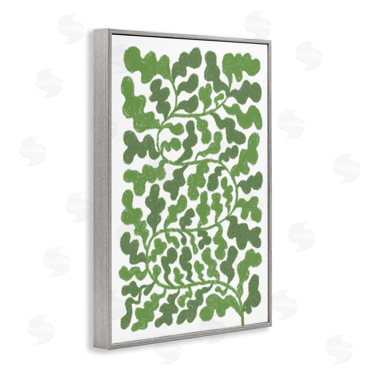 Martina Pavlova Intricate Green Vine Pattern Gray Framed Giclee Wall Art Print