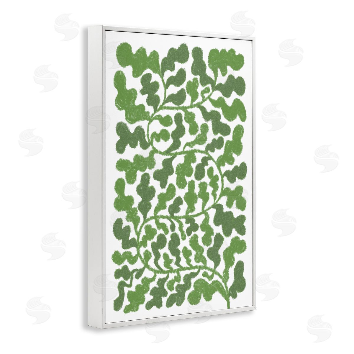 Martina Pavlova Intricate Green Vine Pattern White Framed Giclee Wall Art Print
