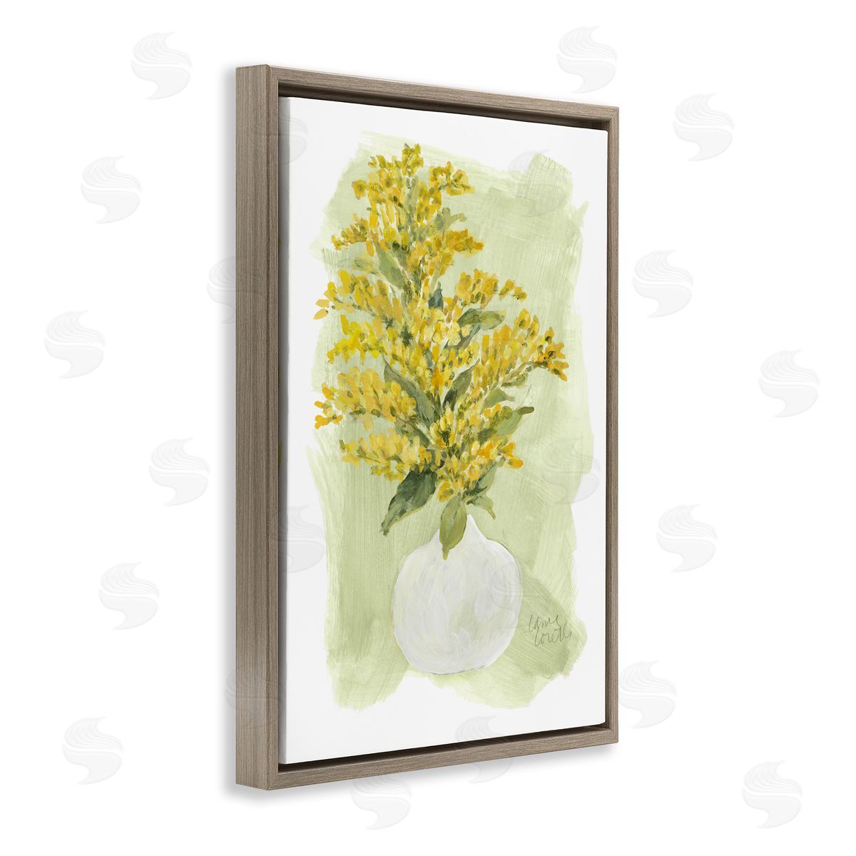 Lanie Loreth Goldenrods Bloom White Vase Brown Floating Frame Canvas Wall Art Print