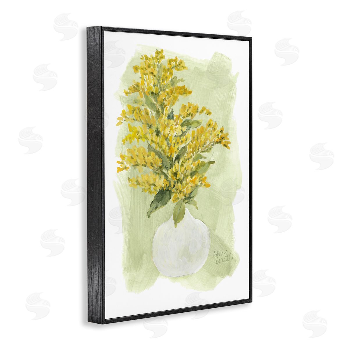 Lanie Loreth Goldenrods Bloom White Vase Black Framed Giclee Wall Art Print
