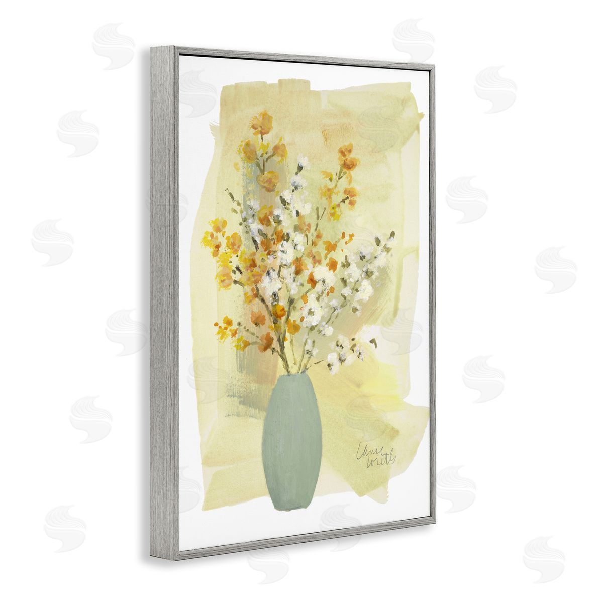 Lanie Loreth Wildflowers Bloom Blue Vase Gray Framed Giclee Wall Art Print