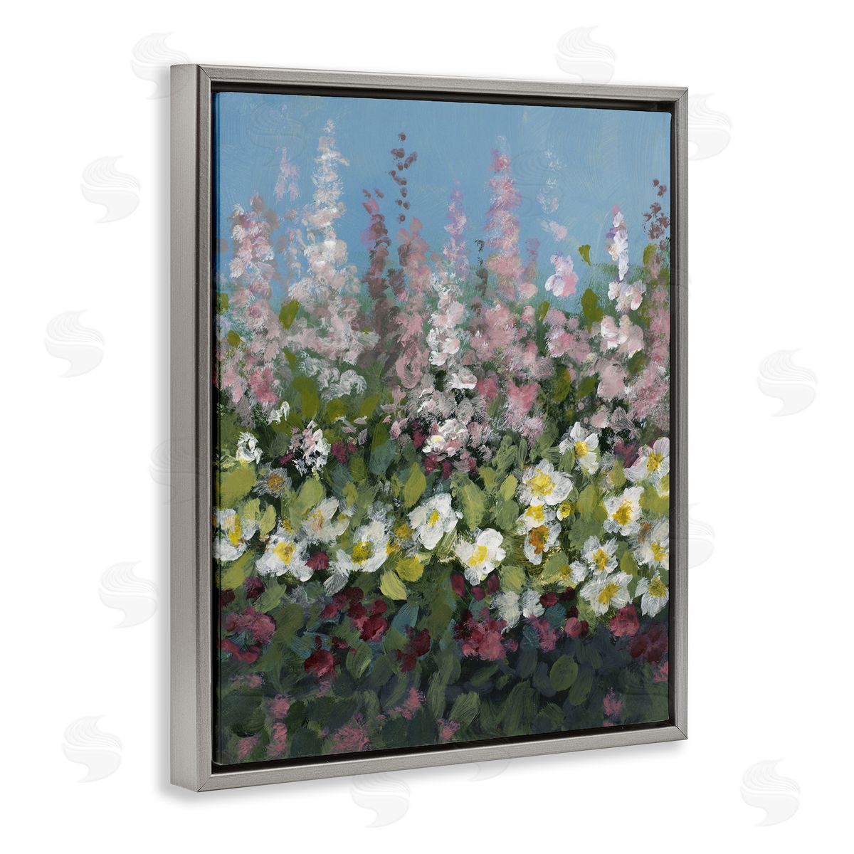 Lanie Loreth Garden Glory Purple Flowers Gray Floating Frame Canvas Wall Art Print