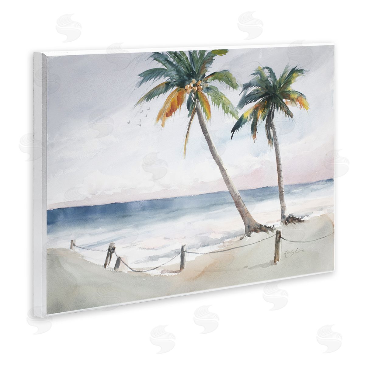 Karin Lind Two Palms Serene Coast Wooden Wall Plaque Art Print