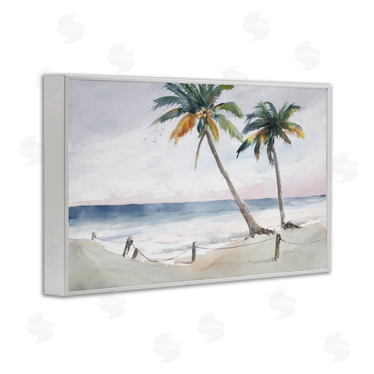 Karin Lind Two Palms Serene Coast White Framed Giclee Wall Art Print