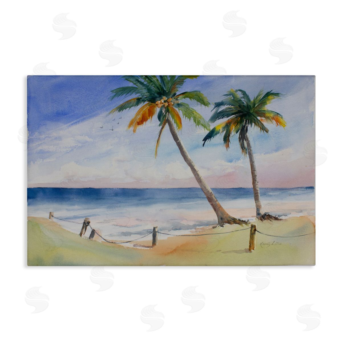 Karin Lind Two Palms Beach Sunset Canvas Wall Art Print