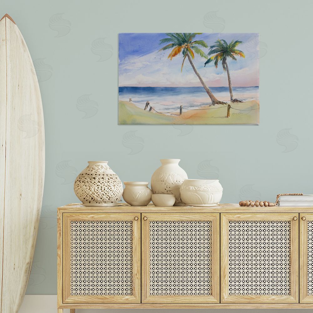 Karin Lind Two Palms Beach Sunset Canvas Wall Art Print in Room