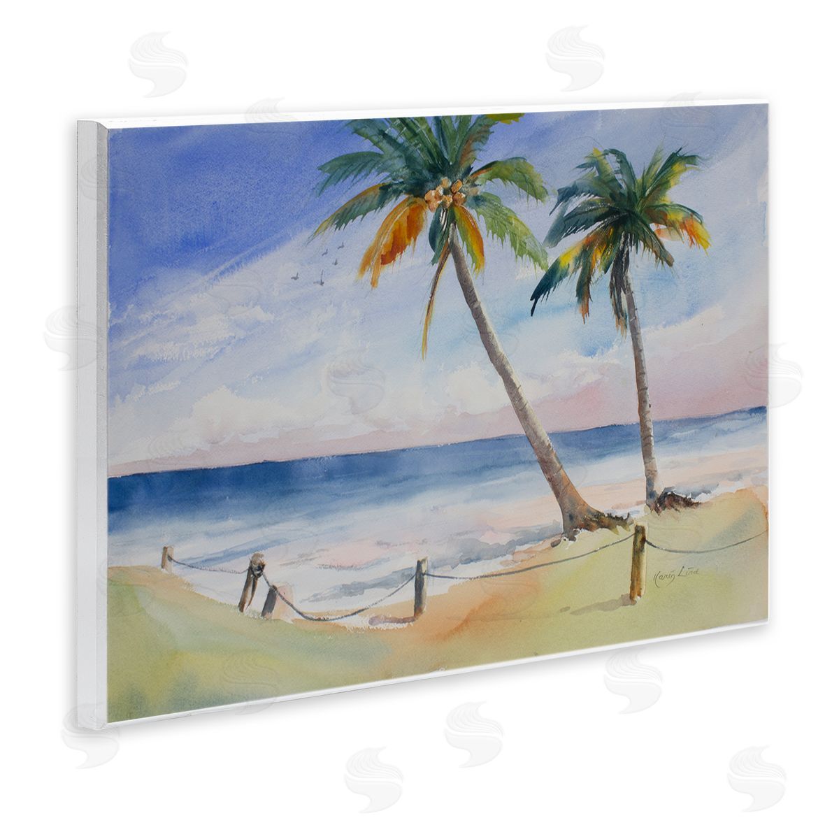Karin Lind Two Palms Beach Sunset Wooden Wall Plaque Art Print