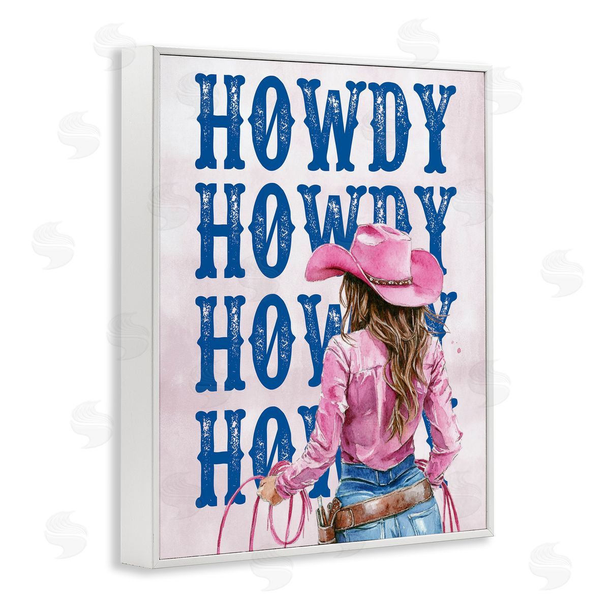 Howdy Cowgirl with Lasso White Frame Print Wall Art, Home Decor by Lettered and Lined