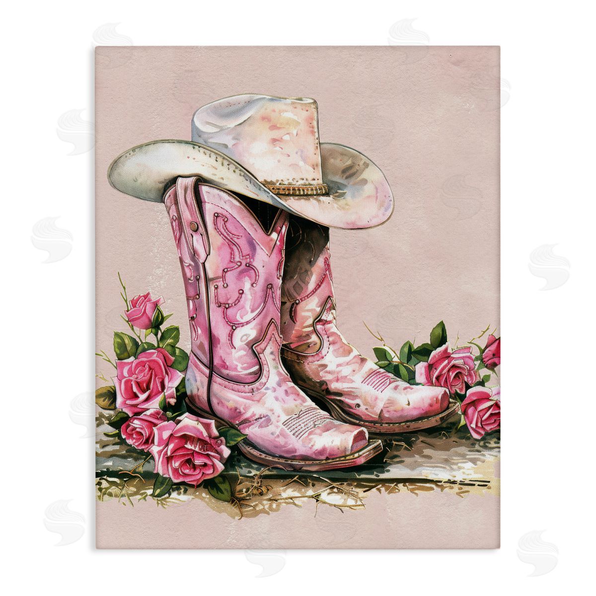 Glam Bling Cowgirl Boots Canvas Wall Art, Home Decor by Lettered and Lined