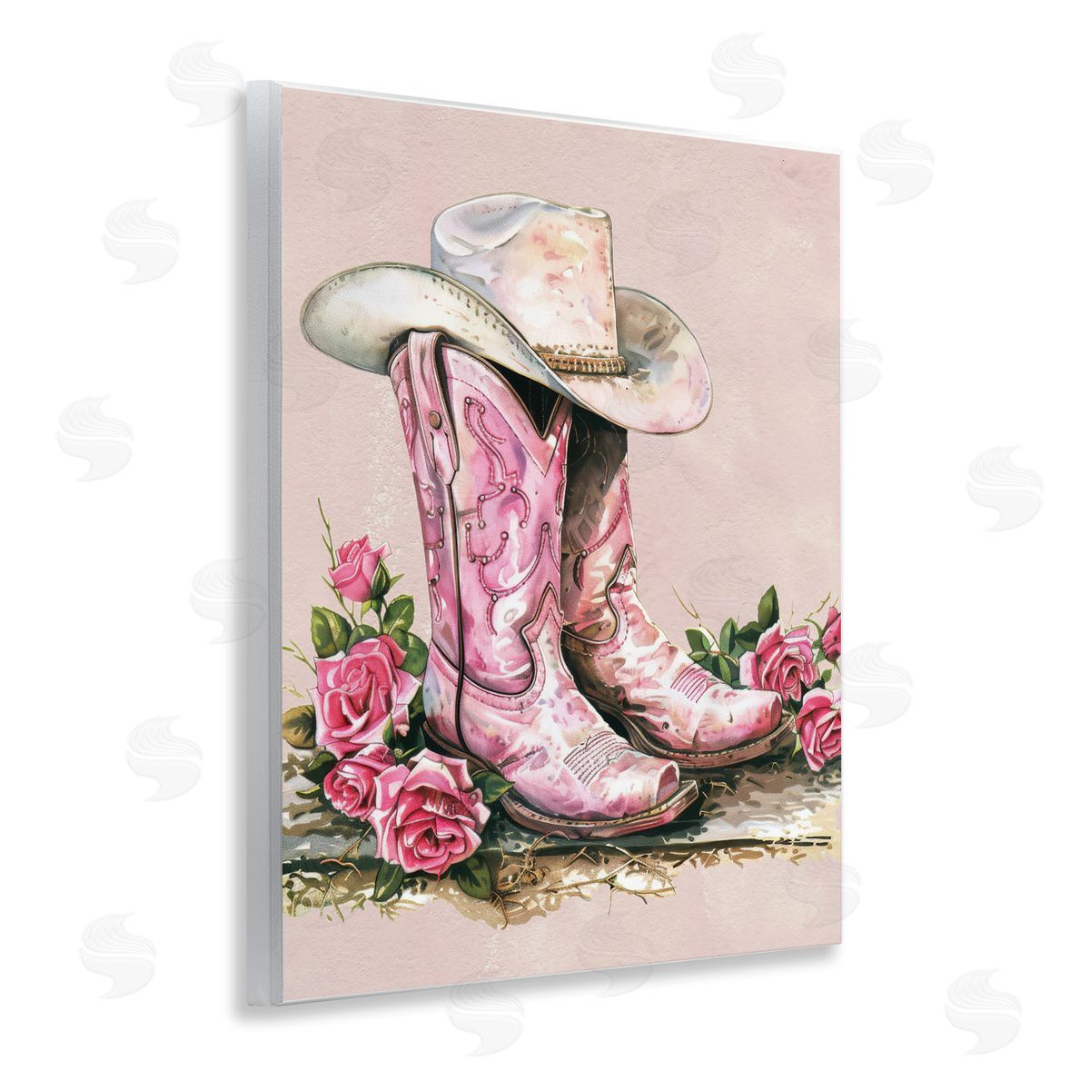 Glam Bling Cowgirl Boots Wood Plaque Wall Art, Home Decor by Lettered and Lined