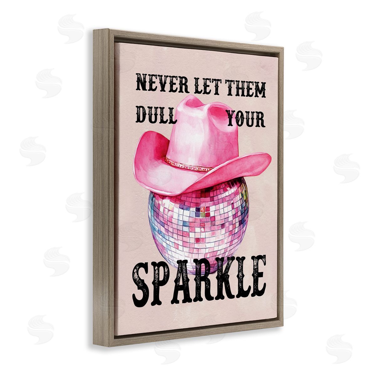 Don't Dull Your Sparkle Brown Floating Frame Canvas Wall Art, Home Decor by Lettered and Lined
