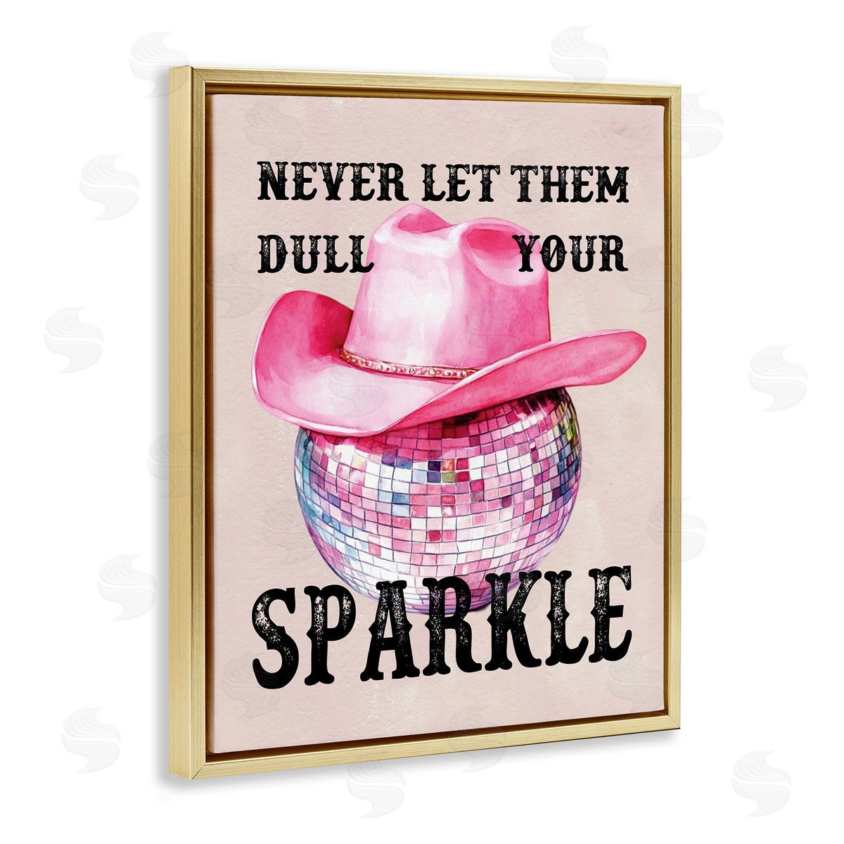 Don't Dull Your Sparkle Gold Floating Frame Canvas Wall Art, Home Decor by Lettered and Lined