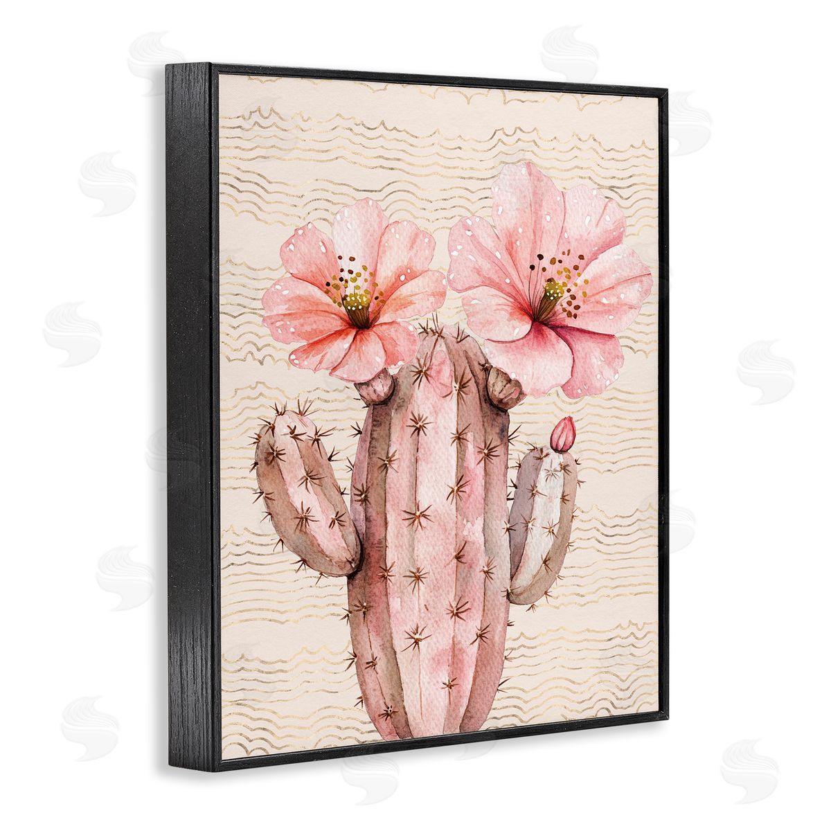 Pastel Cactus with Blooms Black Frame Print Wall Art, Home Decor by Lettered and Lined