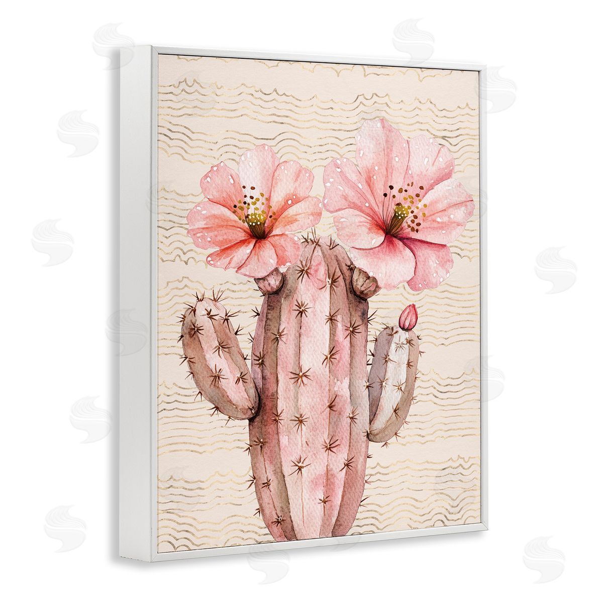 Pastel Cactus with Blooms White Frame Print Wall Art, Home Decor by Lettered and Lined