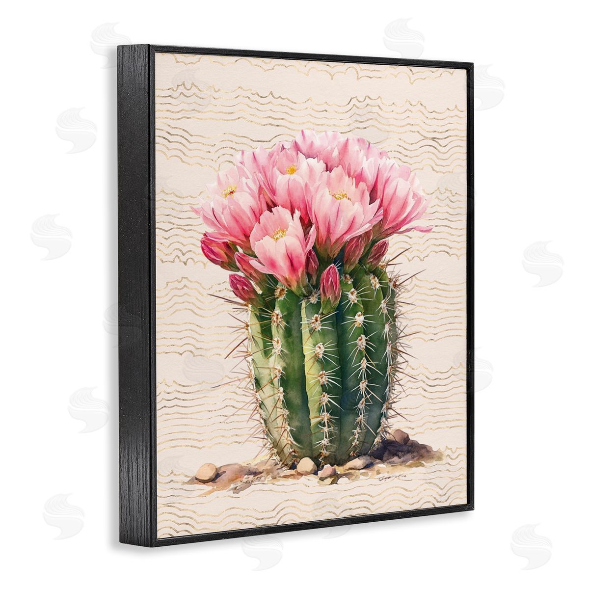Blooming Floral Cactus Black Frame Print Wall Art, Home Decor by Lettered and Lined