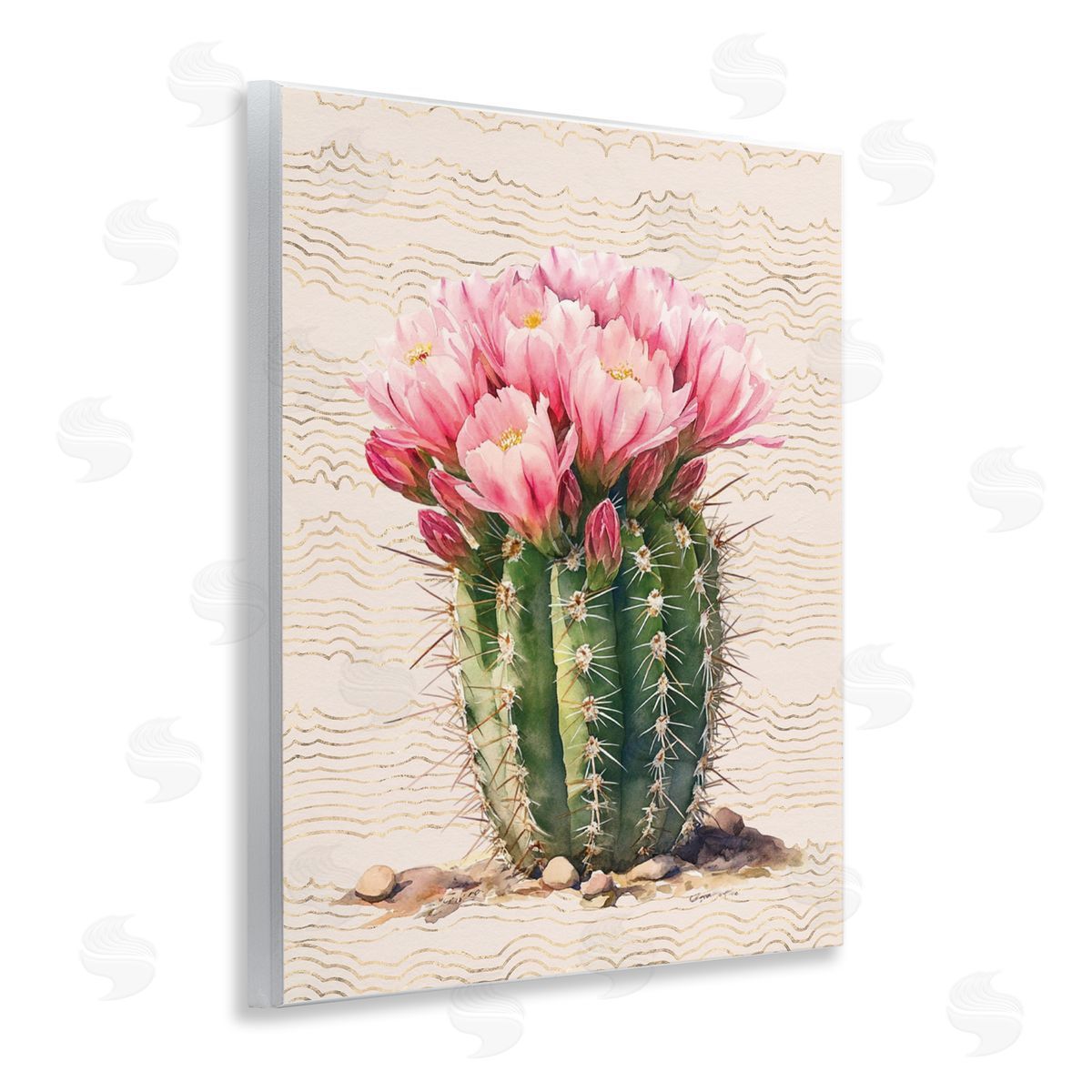 Blooming Floral Cactus Wood Plaque Wall Art, Home Decor by Lettered and Lined