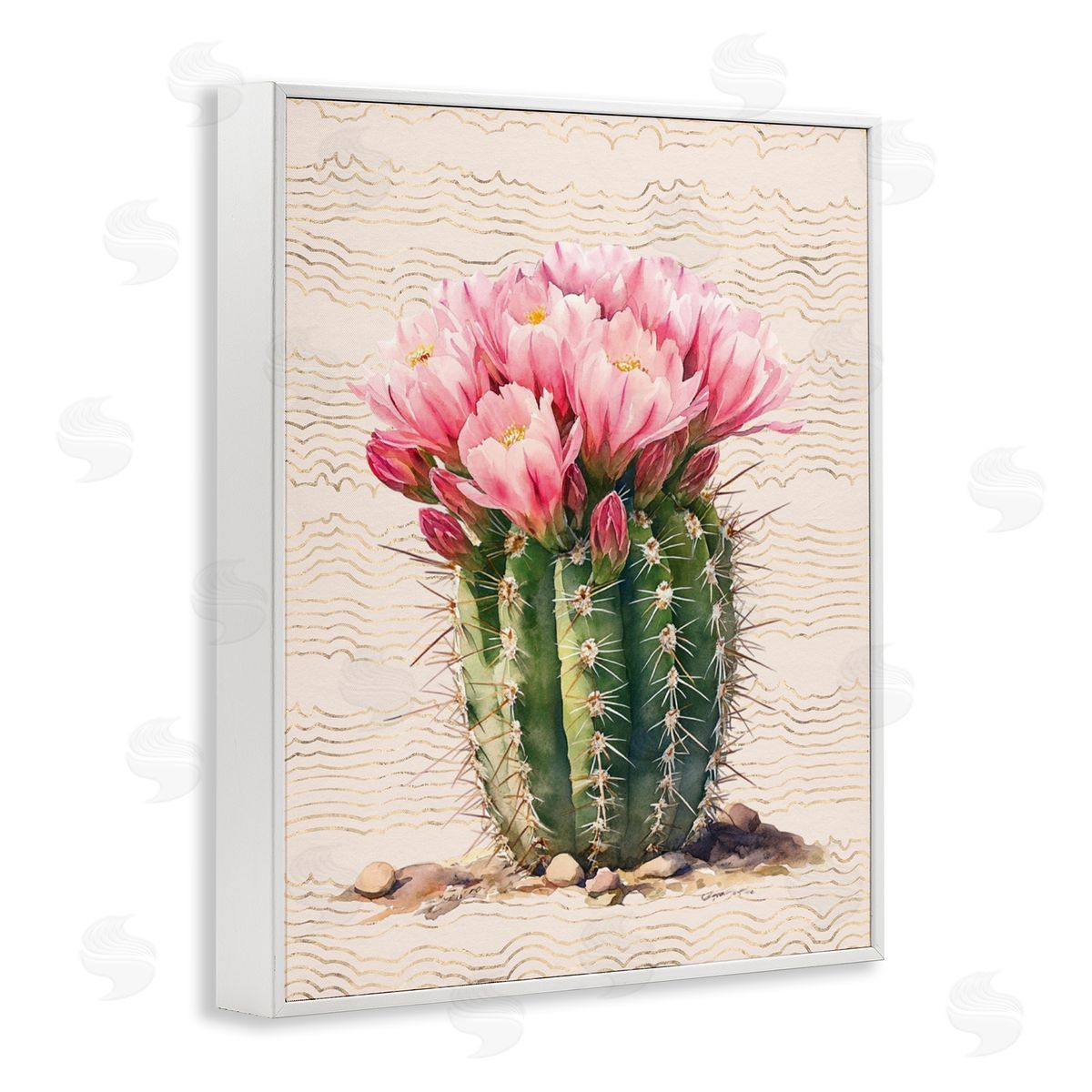 Blooming Floral Cactus White Frame Print Wall Art, Home Decor by Lettered and Lined