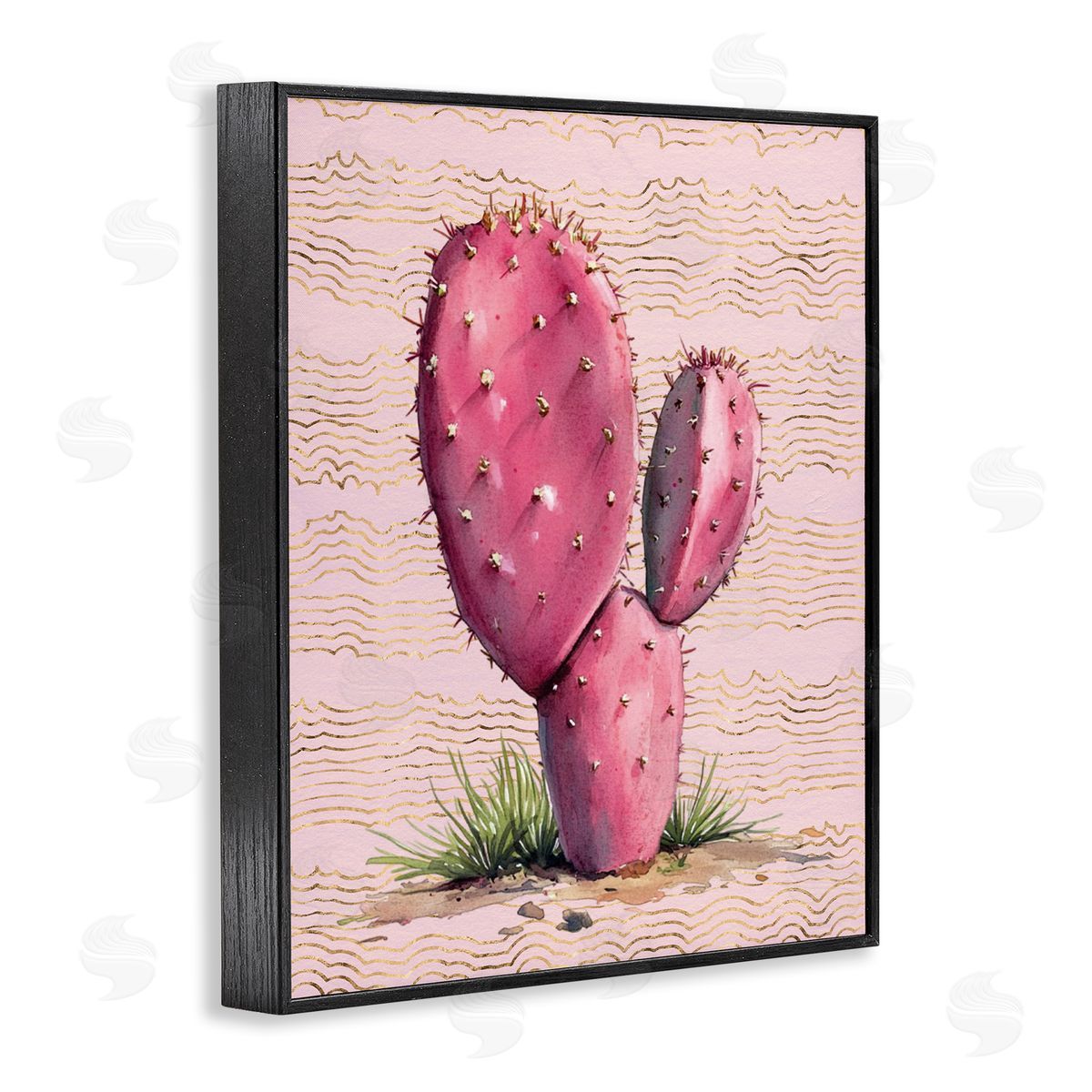 Pink Prickly Pear Cactus Black Frame Print Wall Art, Home Decor by Lettered and Lined